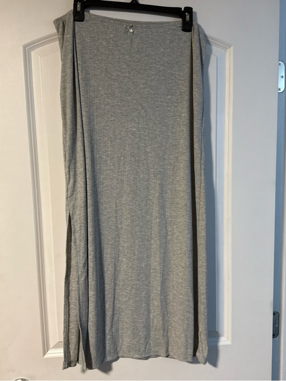 Auden Light Gray Variegated Ribbed Sleep Skirt L Lounge Maxi NWT…281